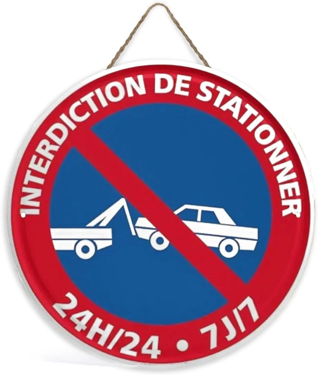 Panneau Rond en Bois “Propriété Privée – Accès Interdit – Vidéosurveillance” – Décoration Murale Sécurité pour Cour, Jardin et Allée