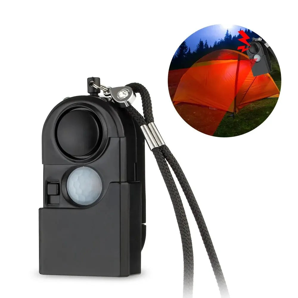 KERUI Alarma personal portátil con detector de movimiento PIR y Sirène 120 dB – Mini alarma de seguridad con LED SOS para viajes, casas y niños 