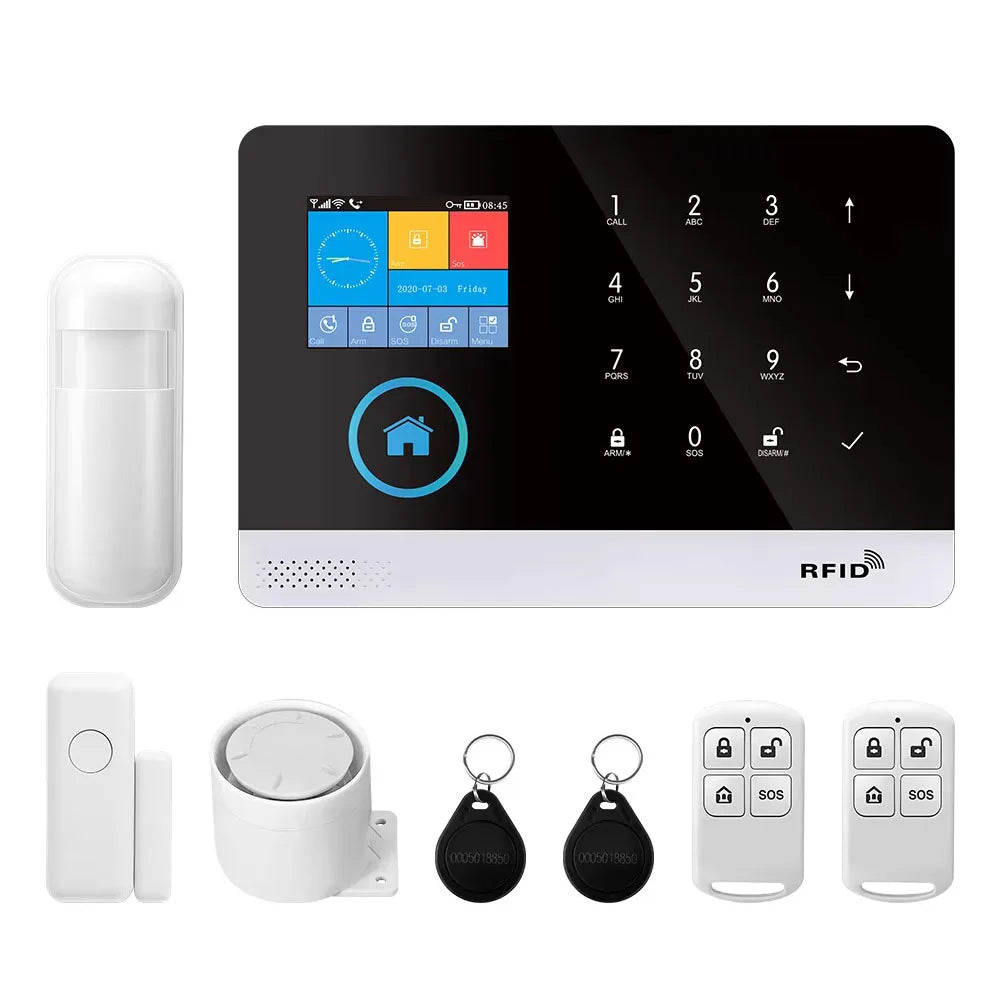 Sistema de alarma Maison PGST 2G GSM WiFi con Alexa y Tuya – Kit de seguridad conectado con detectores de apertura y movimiento