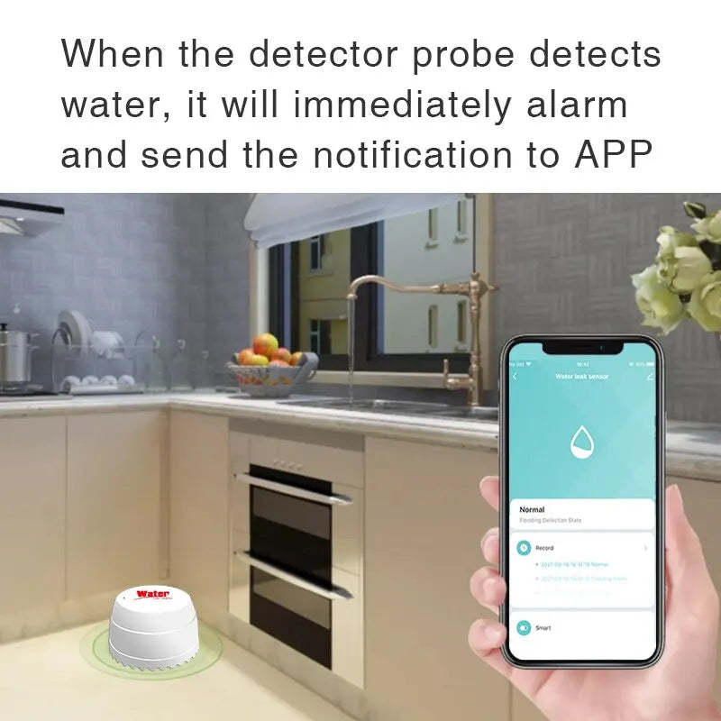 Détecteur de Fuite d’Eau Zigbee Tuya – Capteur d’Inondation Connecté avec Alarme Locale et Notifications Smart Life