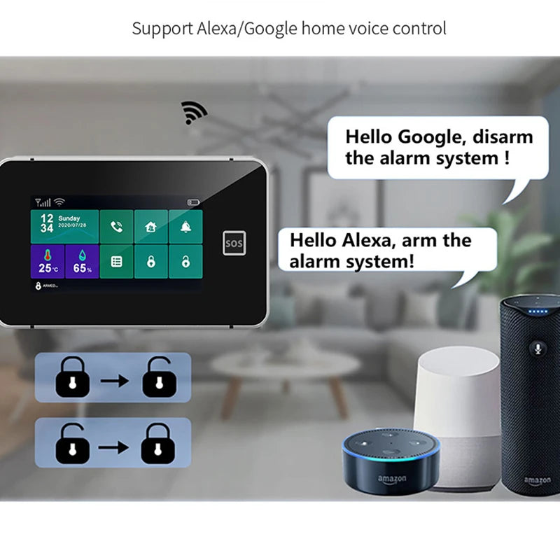 Earykong ER-G60 – Sistema de alarma doméstica WiFi + GSM sin filtro con color de pantalla, clave táctil y aplicación Smart Life