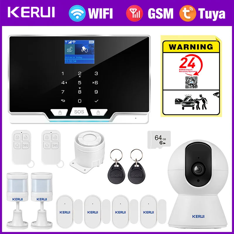 KERUI G20 - Sistema de alarma Casa Conectada Tuya Smart con color de pantalla, Sirène y detectores Sans Fil 433 MHz, Compatible Alexa 