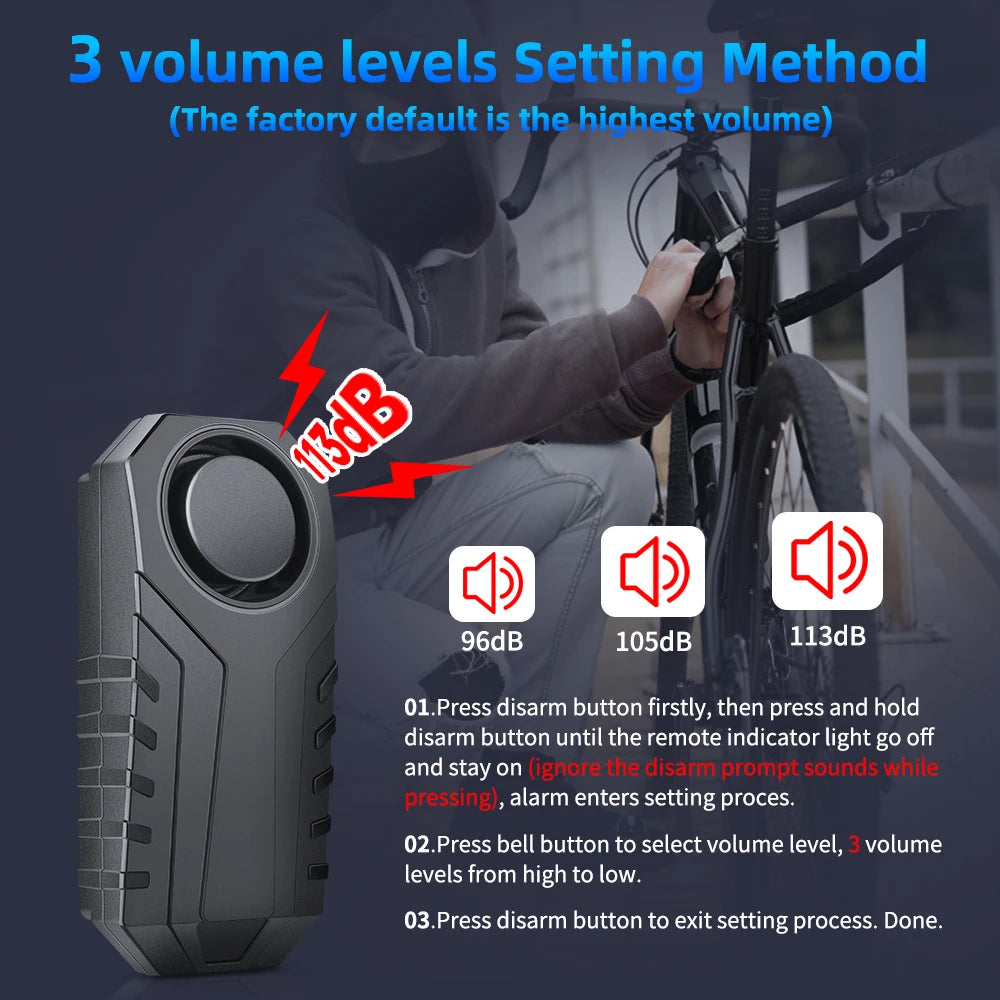 Alarme Antivol Étanche Elecpow 113 dB para Vélo, Moto et Trottinette Électrique – Detector de vibraciones con Télécommande Sans Fil 