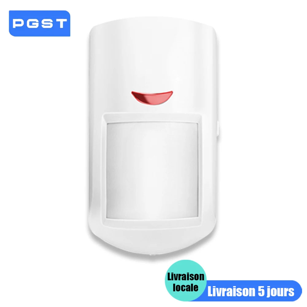 PGST P96-R-1 - Detector de movimiento infrarrojo sin filtro 433 MHz Compatible Tuya, inmunidad animal, para sistema de alarma de casa