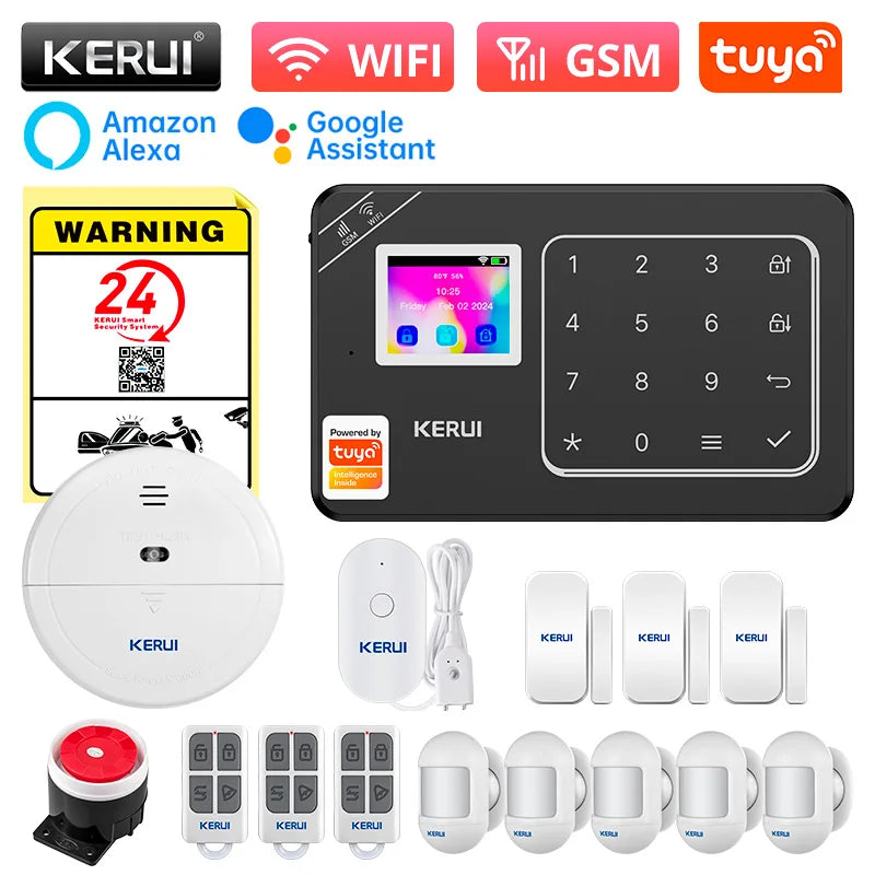 KERUI W181 – Sistema de alarma Maison Connecté Tuya WiFi &amp; GSM, Seguridad Sans Fil con detector de movimiento y captadores de apertura 