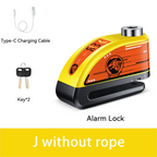 Rockbye Antivol à Disque avec Alarme 120 dB Rechargeable – Bloque-Disque Étanche pour Moto, Scooter et Vélo avec Câble de Sécurité