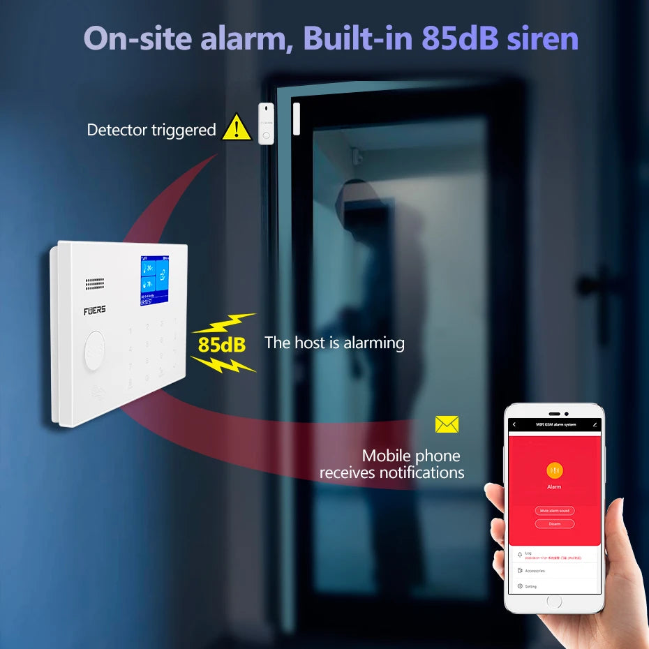 FUERS G30 – Sistema de alarma Maison Connecté Tuya WiFi &amp; GSM, Écran Couleur, Sirène et Détecteurs, Seguridad Sans Fil avec Application