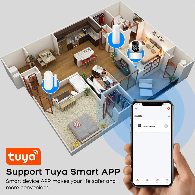 Sistema de alarma Maison PGST WiFi + GSM 2G Tuya – Kit de seguridad conectado con detectores de movimiento y captadores de puerta/ventana