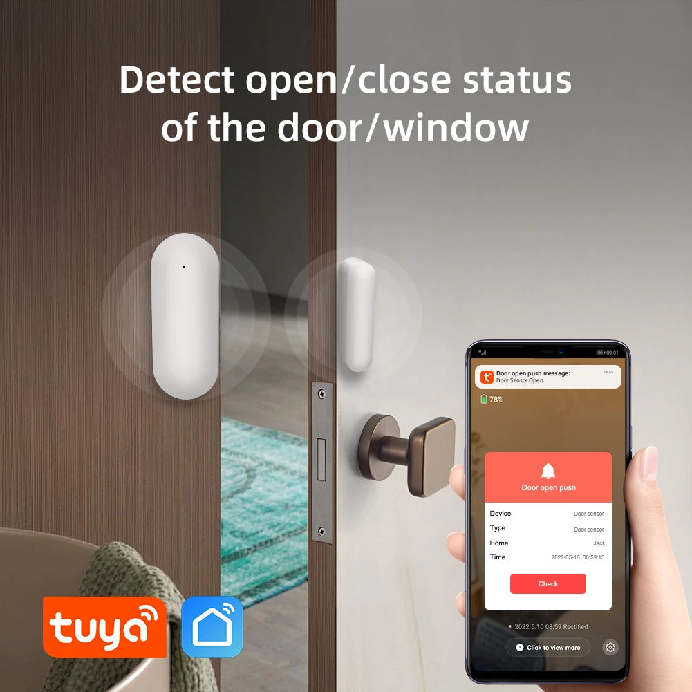 Captador de apertura magnético WiFi PGST Tuya 2.4G – Detector de puerta y ventana conectado para el sistema de alarma de la casa