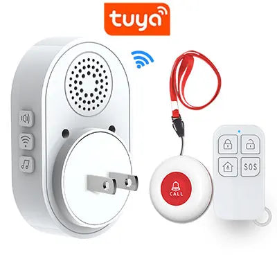 TOPVICO Botón SOS WiFi para personas mayores - Botón de pánico inteligente con alerta en teléfono inteligente, LED e hijo, compatible con Tuya, Alexa y Google Home 