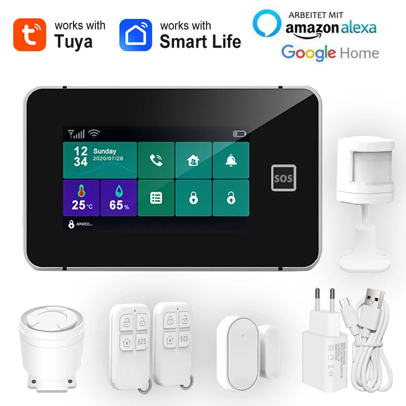 Earykong ER-G60 – Sistema de alarma doméstica WiFi + GSM sin filtro con color de pantalla, clave táctil y aplicación Smart Life