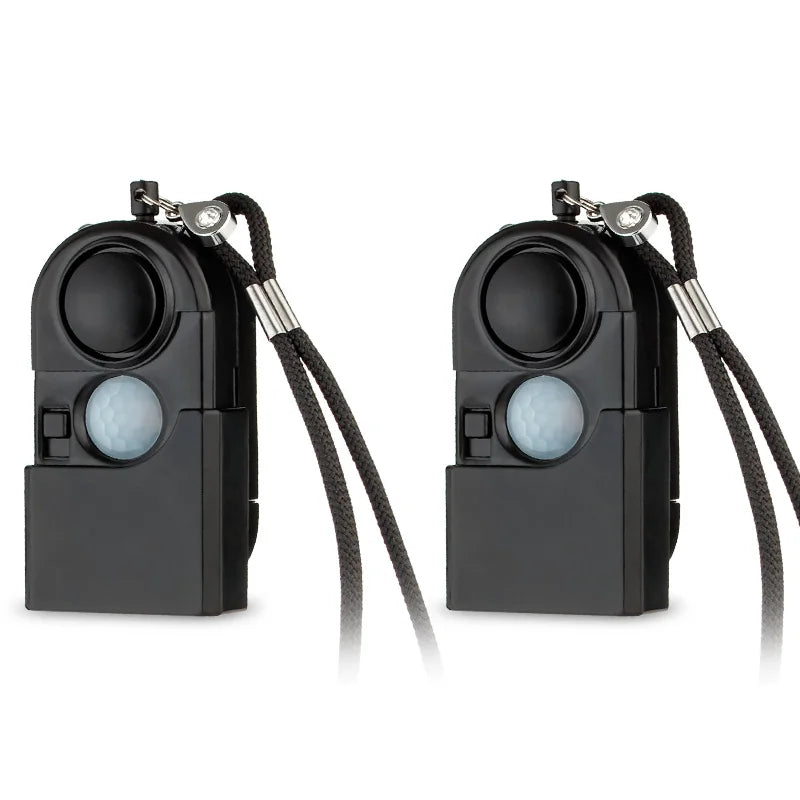 KERUI Alarma personal portátil con detector de movimiento PIR y Sirène 120 dB – Mini alarma de seguridad con LED SOS para viajes, casas y niños 