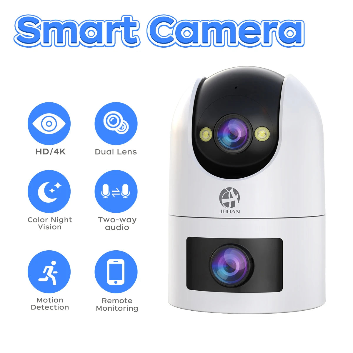 Caméra de Surveillance JOOAN WiFi 4K à Double Objectif – Caméra PTZ Extérieure avec Suivi Automatique, Vision Nocturne Couleur et Audio Bidirectionnel