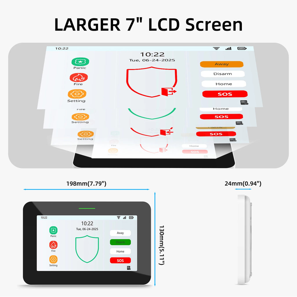 CPVAN CP10 Pro – Système d’Alarme Maison WiFi + 4G Tuya avec Écran Tactile 7" et Sirène 110 dB