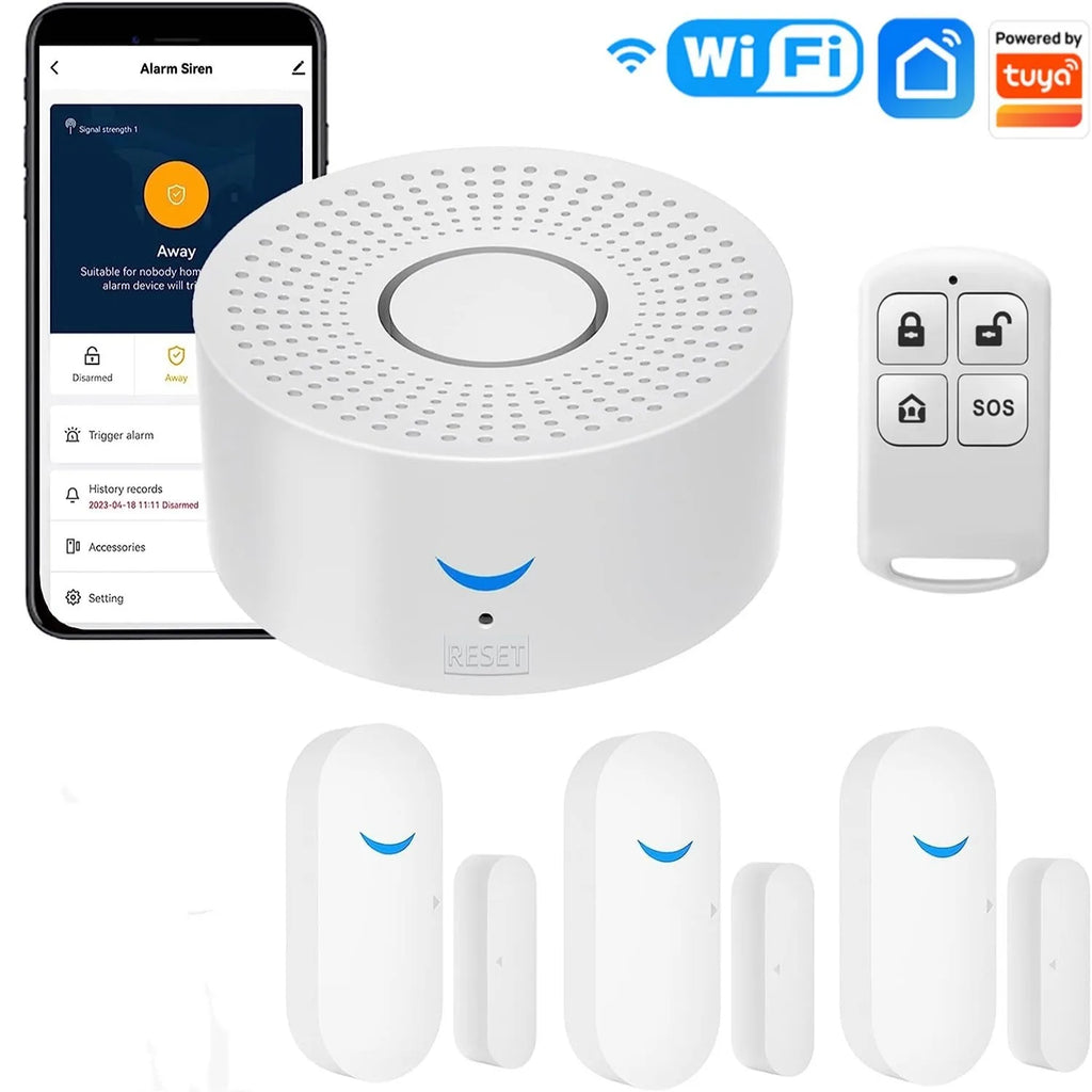 Alarmsystem Maison Connecté Tuya WiFi 433 MHz mit Sirene 120 dB – Kit Sans Fil Smart Life, kompatibel mit Alexa und Google 