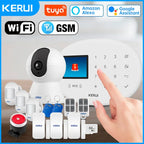 KERUI W202 – Sistema de alarma Maison Connecté Tuya WiFi &amp; GSM 433 MHz, Kit Seguridad Sans Fil con detector de movimiento, Capteurs Porte/Fenêtre et Sirène 