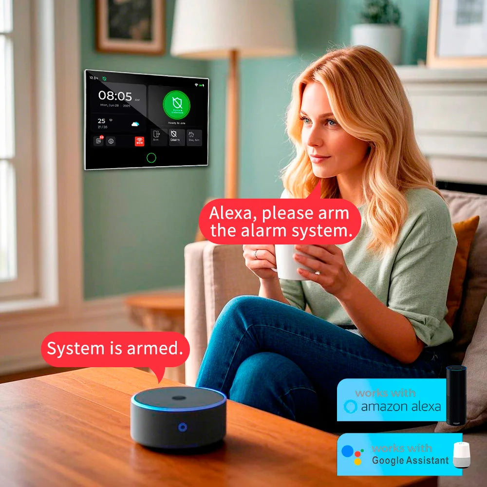 KERUI G70 – Sistema de alarma Maison Connecté 4G y WiFi con pantalla táctil de 7 pulgadas, aplicación Tuya y Captores Sans Fil