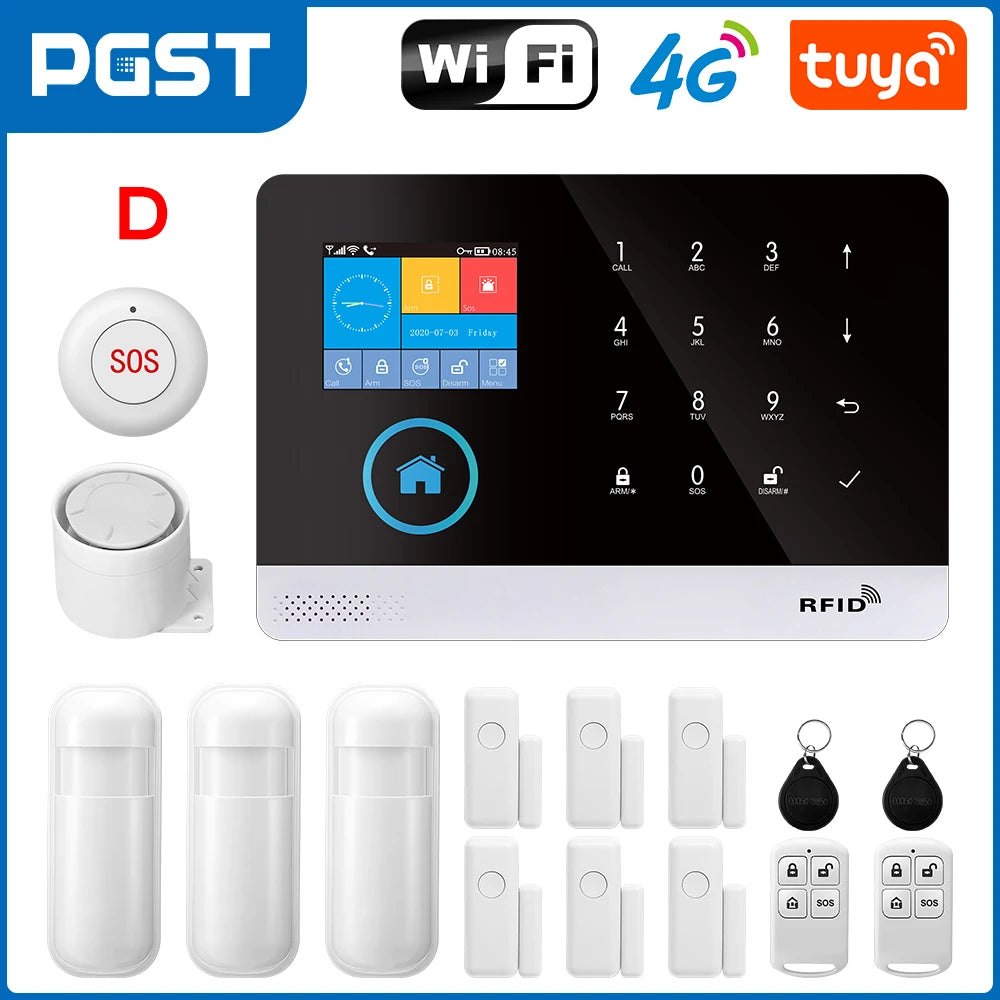 Sistema de alarma Maison Tuya 4G GSM WiFi PGST – Kit de seguridad conectado sin filtro con aplicación y compatibilidad Alexa para apartamento, oficina y garaje 