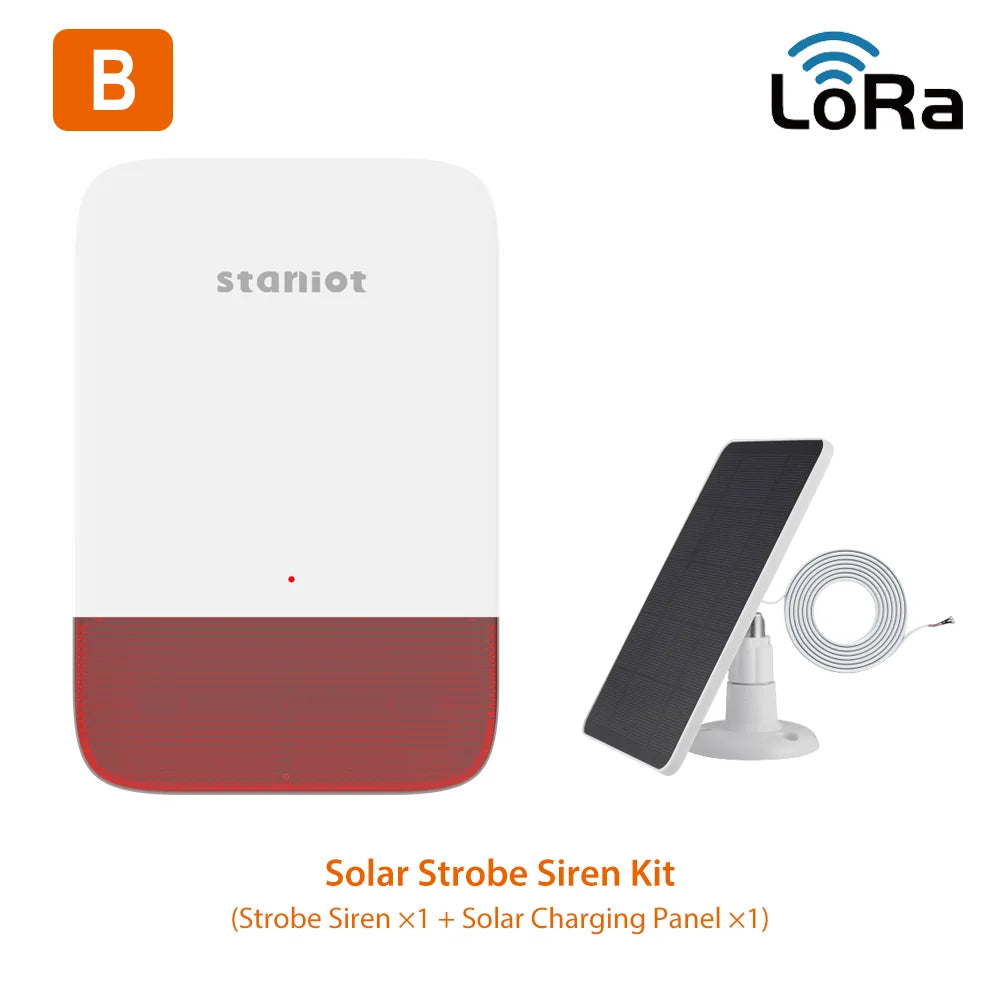 Sirène d’Alarme Sans Fil Staniot LoRa WSR300-L 120 dB avec Flash – Étanche, Longue Portée 500 m, Batterie 5000 mAh