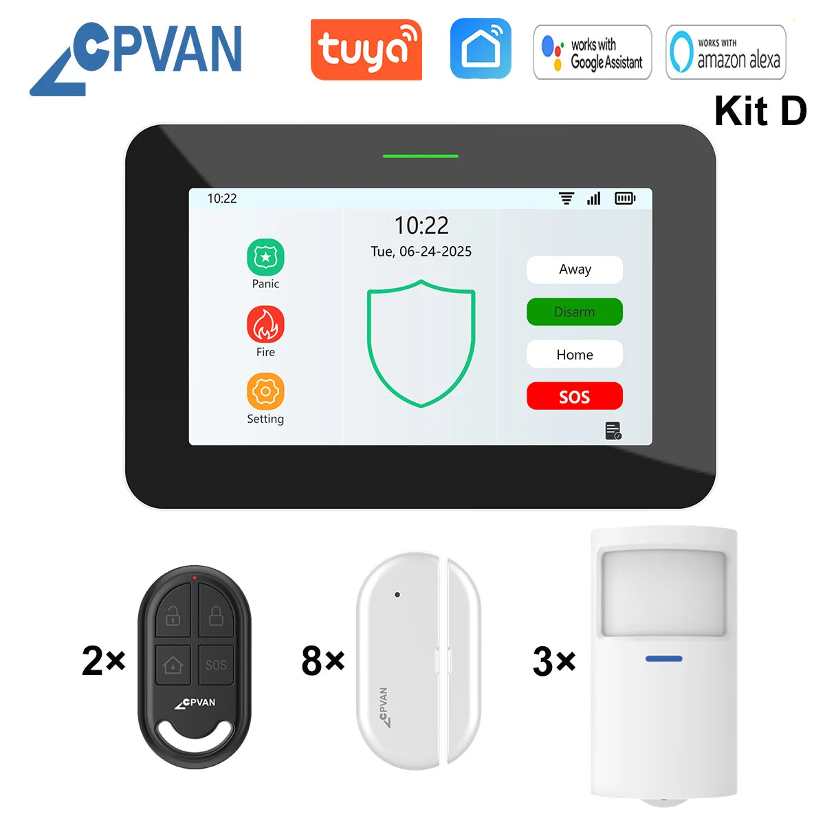 CPVAN CP10 Pro New – Système d’Alarme Maison WiFi + 4G Tuya avec Écran Tactile 7", Sirène 115 dB et Batterie 5000 mAh