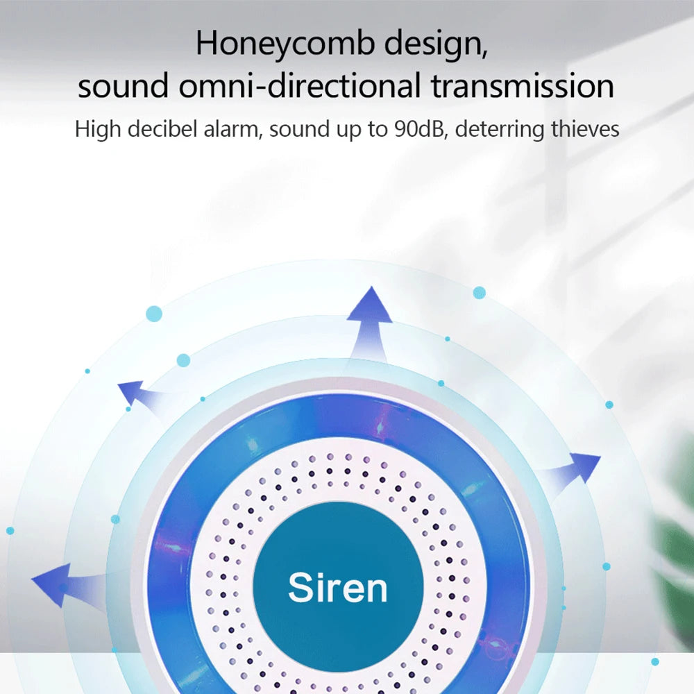 Sirène Intérieure Connectée PGST 433 MHz con detector de movimiento e hijo – Alarma compatible con Tuya, Alexa y Google Assistant
