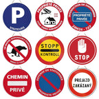 Panneau Rond en Bois “Propriété Privée – Accès Interdit – Vidéosurveillance” – Decoración Murale Seguridad para Cour, Jardin et Allée 