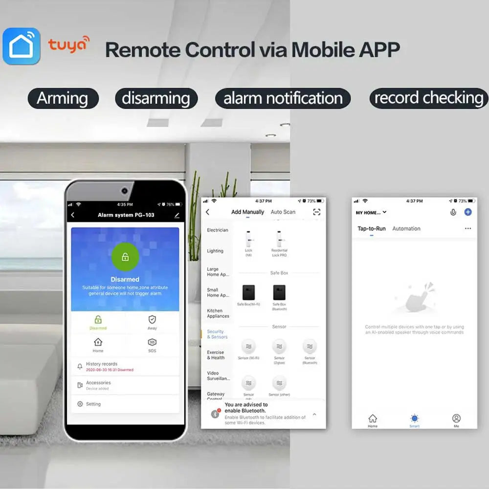 GauTone 107-4G – Sistema de alarma Maison Connecté Tuya WiFi &amp; 4G, Kit Seguridad Sans Fil con Capteurs Porte/Fenêtre, Cámara IP compatible y Alexa
