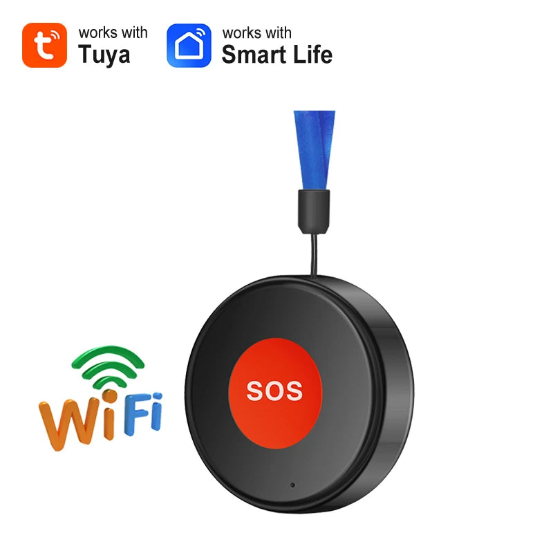 Botón SOS WiFi Tuya Smart Life – Alarma de urgencia conectada con notificación Smartphone para personas mayores y niños 