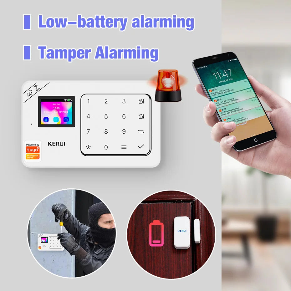 KERUI W184 – Sistema de alarma Maison Sans Fil 4G &amp; WiFi Tuya con Livraison Rapide desde Europa, Kit de Seguridad Conectado Anti-Intrusión 