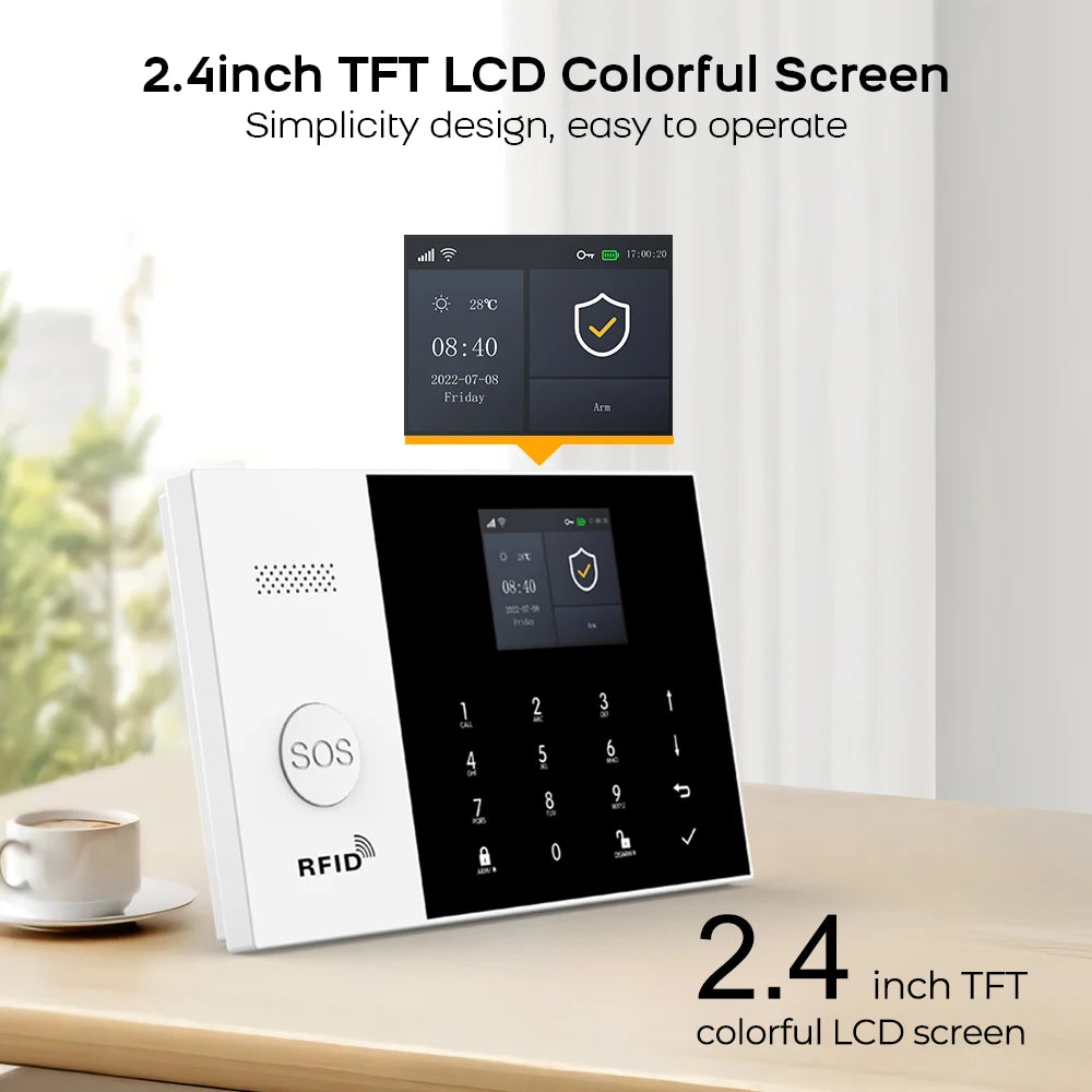 GauTone 105-2G – Sistema de alarma Casa Conectado Tuya WiFi y GSM, Seguridad Sans Fil con Aplicación Smart Life y Compatibilidad Alexa