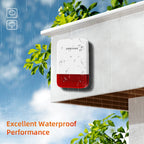 Titre du produit : Sirène Sans Fil Staniot 120 dB avec Flash Lumineux – Batterie 5000 mAh, Recharge Solaire, Étanche Intérieur et Extérieur