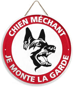 Panneau Rond en Bois “Propriété Privée – Accès Interdit – Vidéosurveillance” – Decoración Murale Seguridad para Cour, Jardin et Allée 