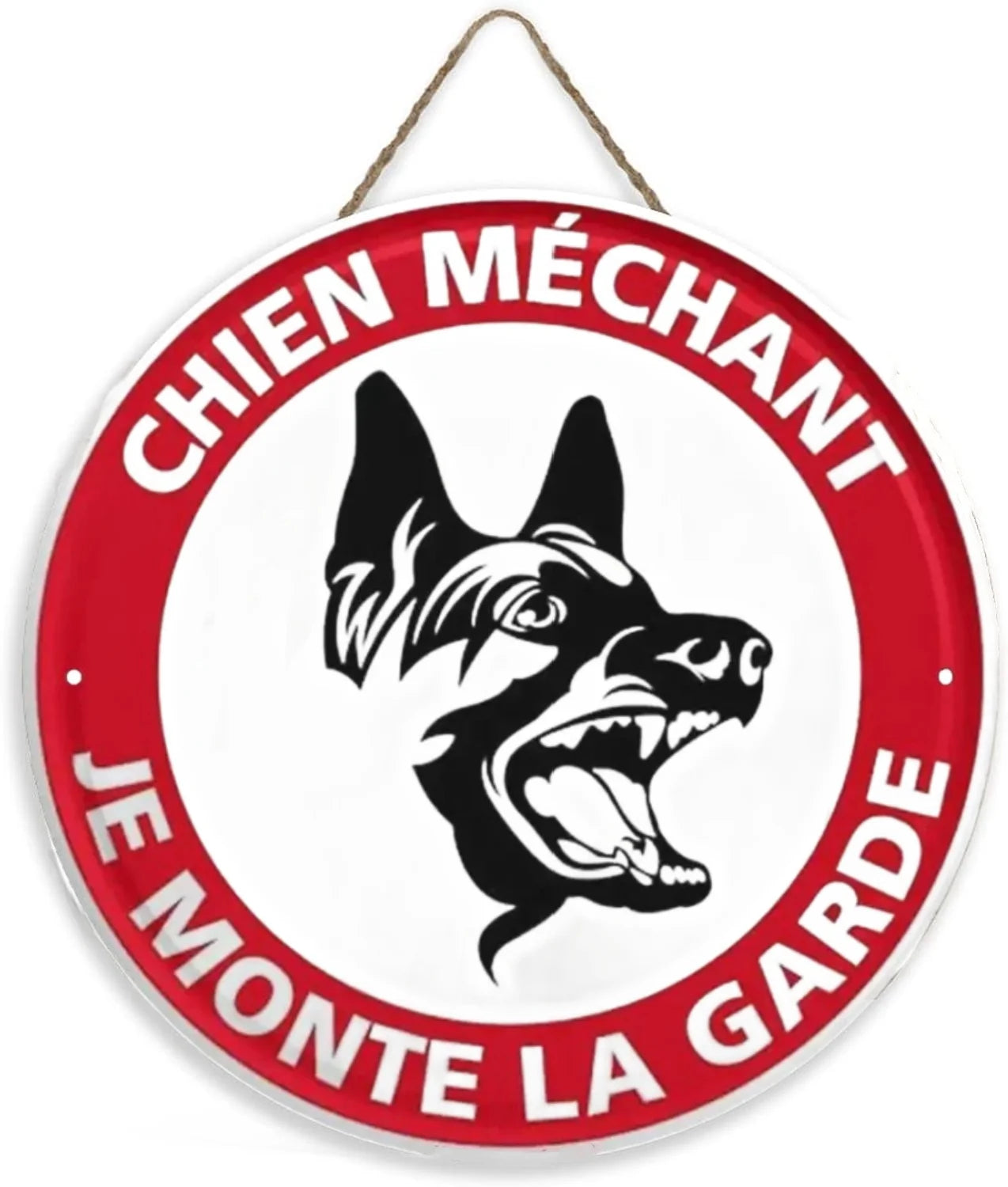 Panneau Rond en Bois “Propriété Privée – Accès Interdit – Vidéosurveillance” – Décoration Murale Sécurité pour Cour, Jardin et Allée