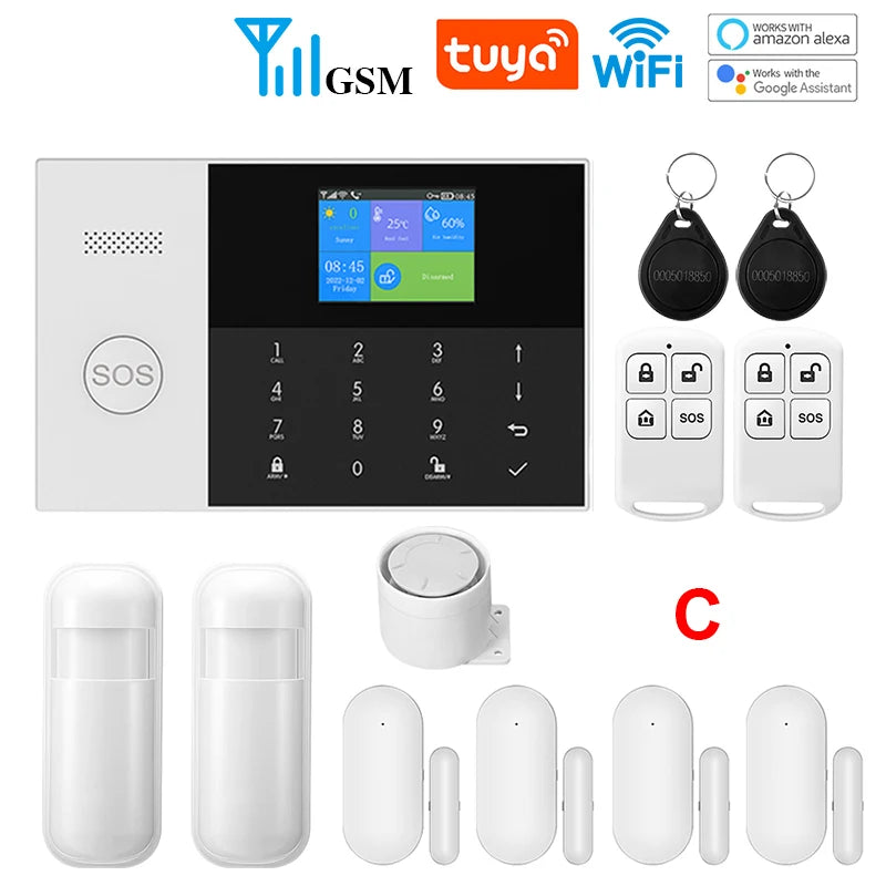 GauTone 105-2G – Sistema de alarma Casa Conectado Tuya WiFi y GSM, Seguridad Sans Fil con Aplicación Smart Life y Compatibilidad Alexa