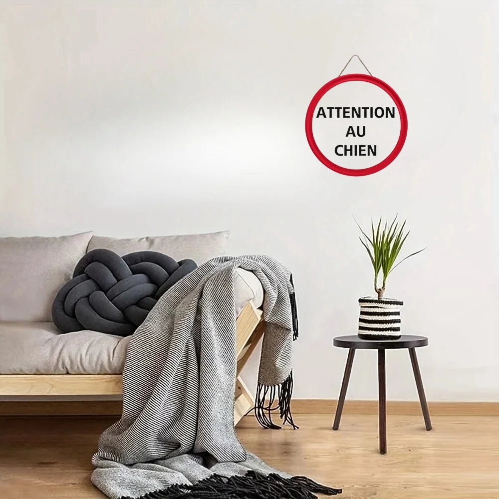 Panneau Rond en Bois “Propriété Privée – Accès Interdit – Vidéosurveillance” – Decoración Murale Seguridad para Cour, Jardin et Allée 