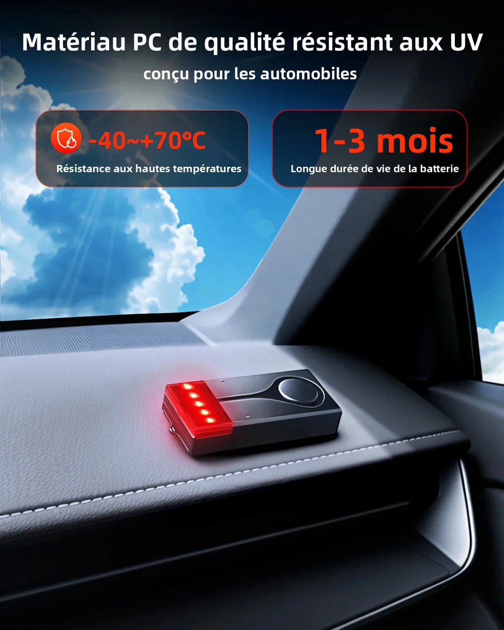 Elecpow Alarme Antivol Sans Fil 108 dB pour Voiture et Camping-Car – Détecteur de Vibration avec Télécommande et Alerte Sonore & Lumineuse