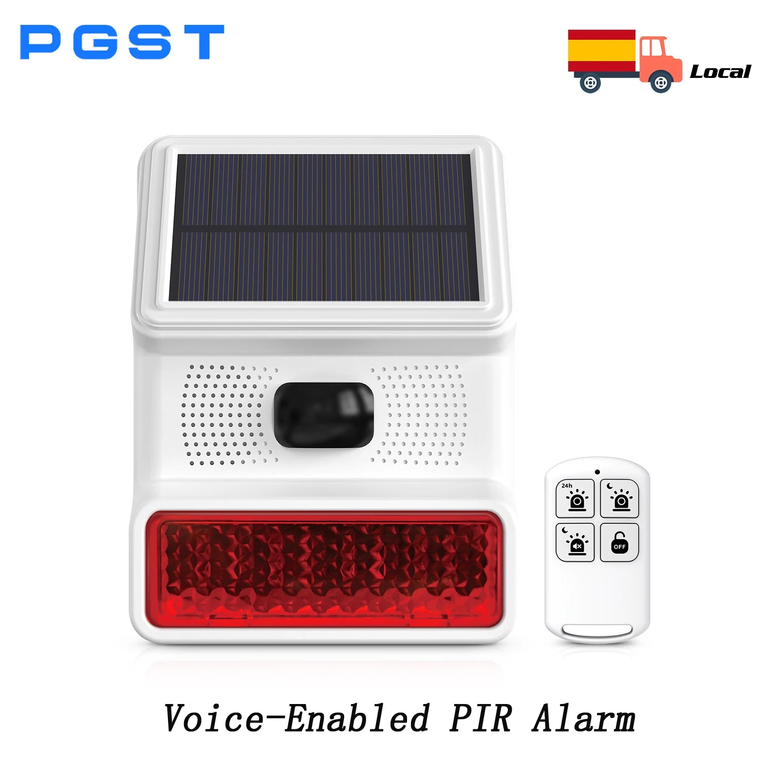 Sirène Extérieure Solaire Sans Fil PGST 523R 433 MHz con detector PIR – Alarma de seguridad autónoma para casa