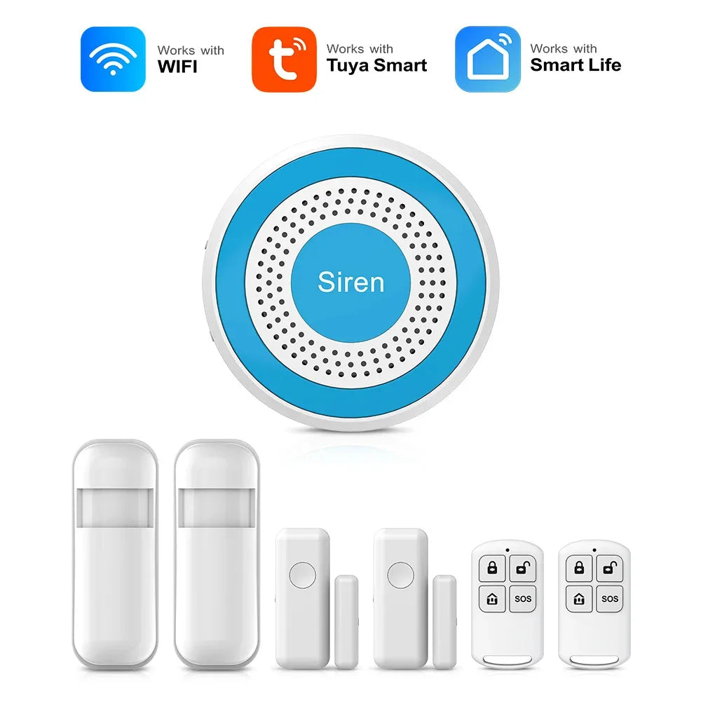 PGST A519W - Sistema de alarma Maison Connecté WiFi Tuya Smart Life, compatible con Alexa y Google, kit de seguridad con detectores de puertas y movimientos 