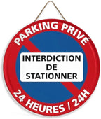 Panneau Rond en Bois “Propriété Privée – Accès Interdit – Vidéosurveillance” – Decoración Murale Seguridad para Cour, Jardin et Allée 