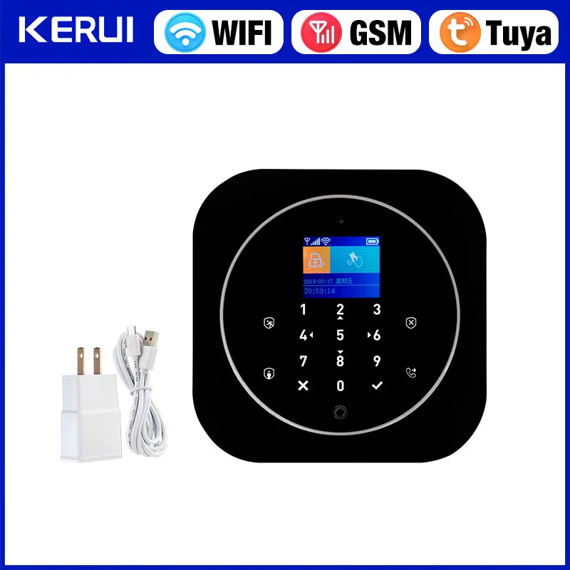 KERUI G12 – Sistema de alarma Maison Sans Fil WiFi &amp; GSM con aplicación Tuya, color de pantalla, detectores de puertas y movimiento