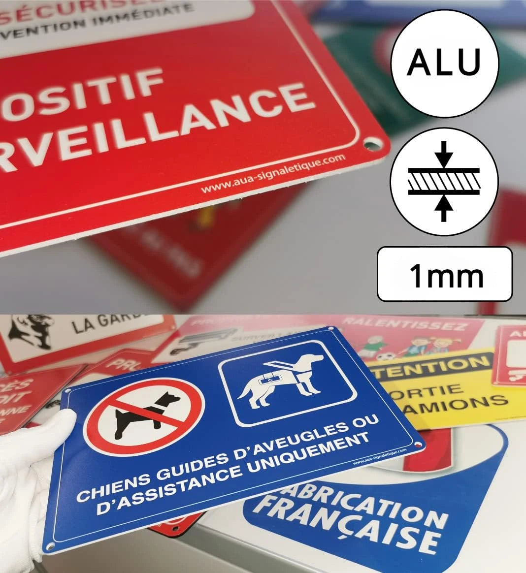 Panneau de Signalisation Sécurité en Aluminium – Alarme Vidéo, Accès Interdit, Propriété Privée, Attention Véhicules et Chien de Garde