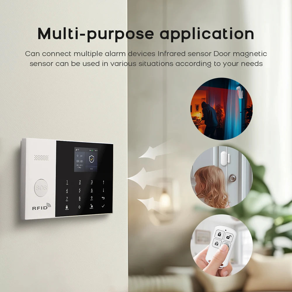 Sistema de alarma Maison PGST 4G WiFi Tuya - Kit de seguridad conectado con detector de movimiento y captador de apertura, compatible con Alexa
