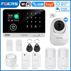 FUERS G03 Heimalarmsystem WiFi + GSM – Anti-Ventil-Zentrale mit farbigem Bildschirm, Sensoren und Steuerung über Tuya Smart, kompatibel mit Alexa