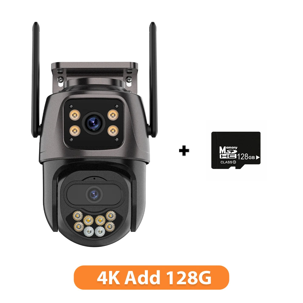 Caméra de Surveillance Wonsdar PTZ WiFi Triple Objectif 6K / Double Écran – Zoom Hybride 8X, Suivi Automatique, Vision Nocturne Couleur, Audio Bidirectionnel