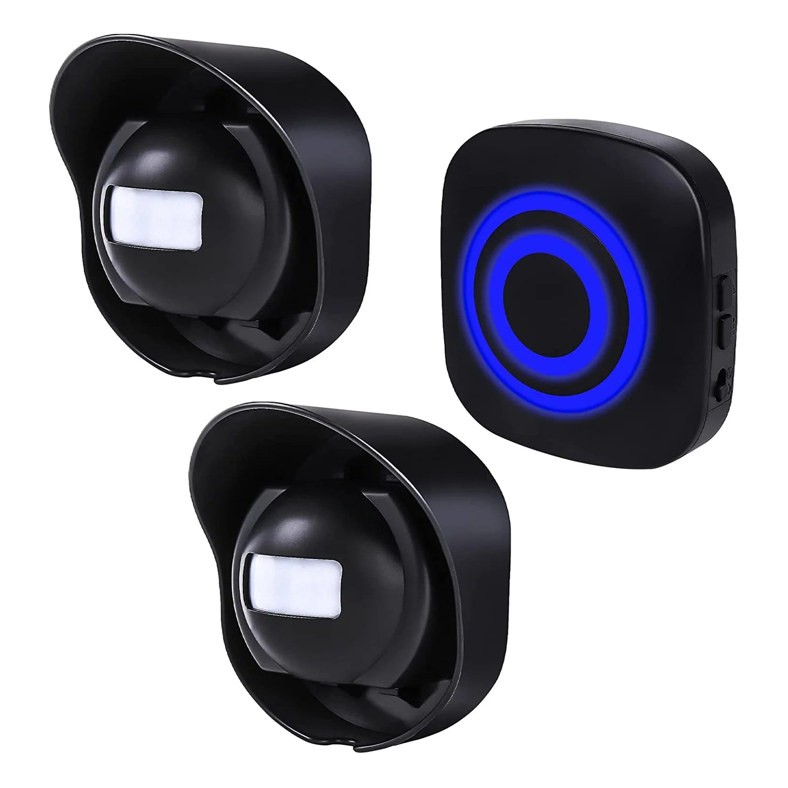 Alarma de paso sin filtro exterior Étanche – Kit detector de movimiento para entrada, jardín y entrada con 1 receptor y 2 captadores, puerta 200 m, 38 sonerías 