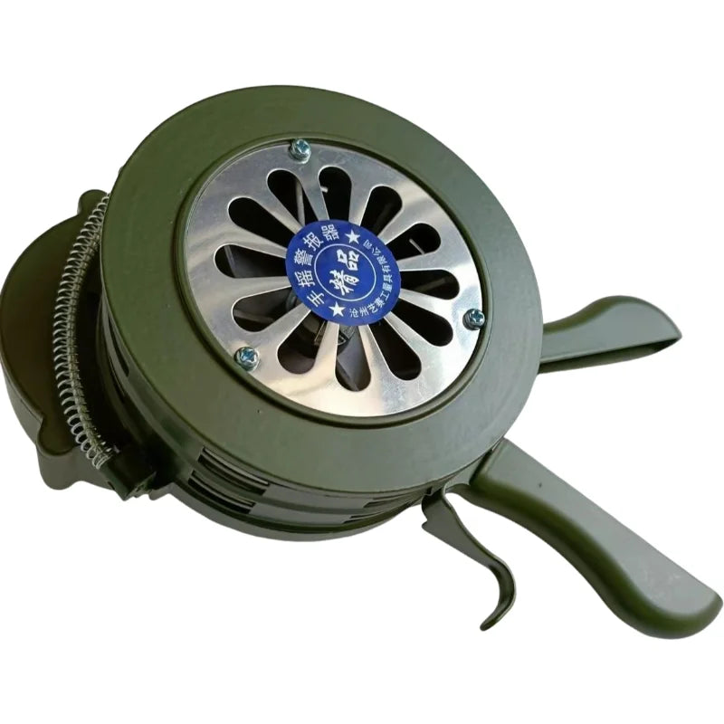 Sirène Manuelle d’Urgence à Manivelle en Alliage d’Aluminium 110 dB – Alarme de Sécurité Autonome et Portable