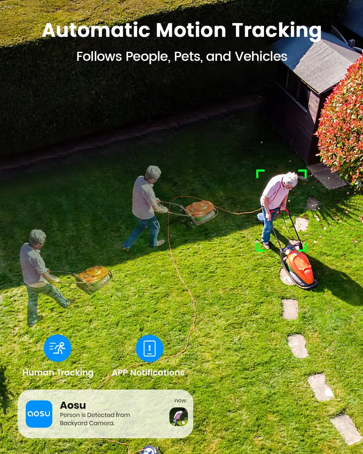 Caméra de Surveillance Solaire AOSU 5MP PTZ 360° – Caméra Extérieure Sans Fil avec IA, Vision Nocturne Couleur et Audio Bidirectionnel