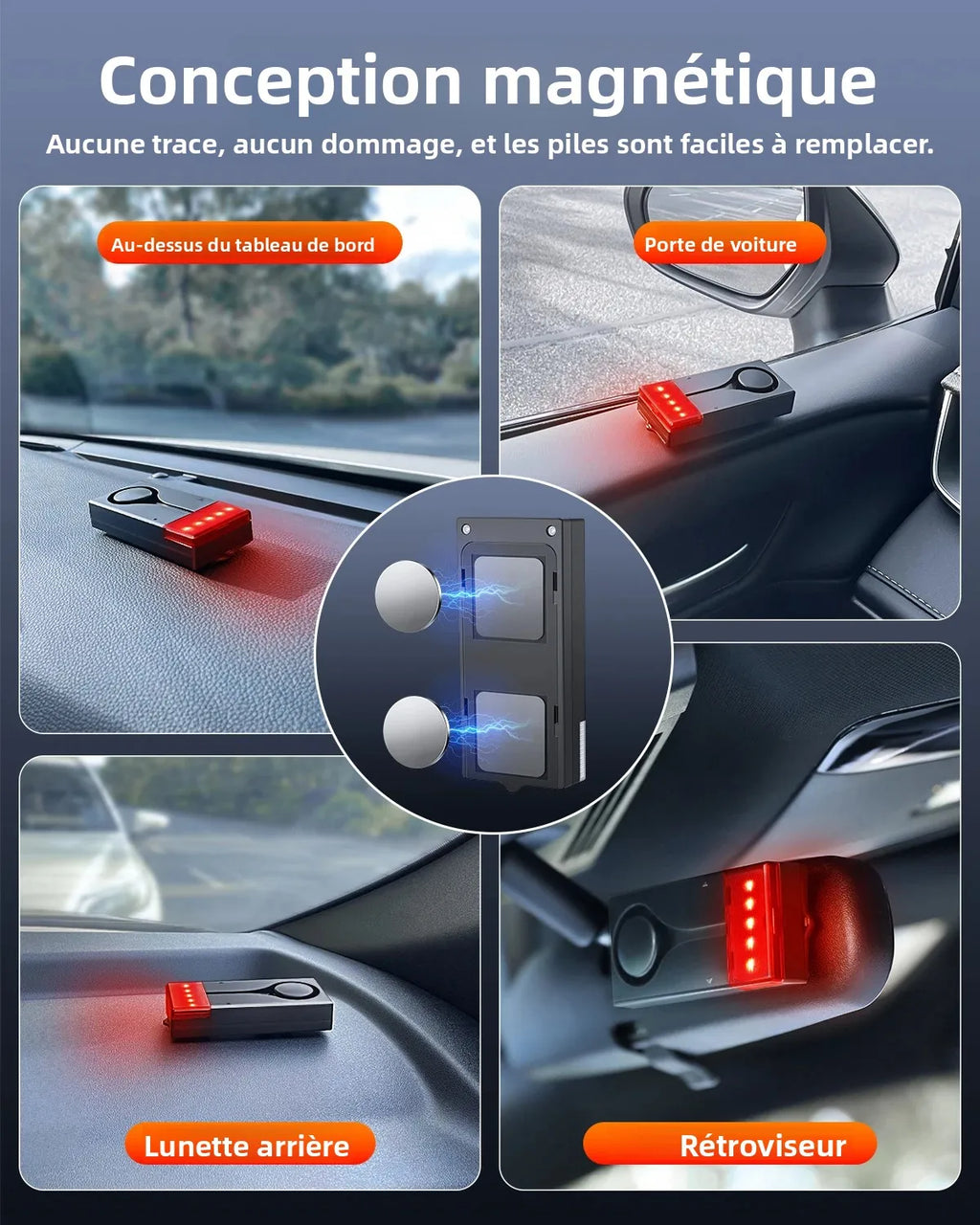 Elecpow Alarme Antivol Sans Fil 108 dB pour Voiture et Camping-Car – Détecteur de Vibration avec Télécommande et Alerte Sonore & Lumineuse