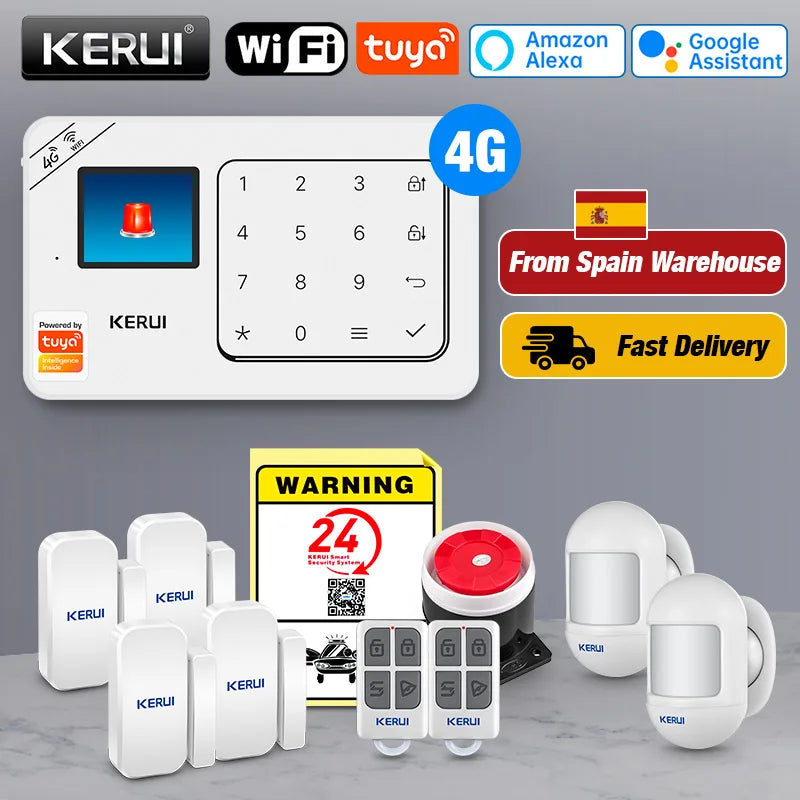 KERUI W184 – Sistema de alarma Casa 4G y WiFi Tuya con Livraison Rapide desde Europa, Kit Sans Fil con Capteurs y Protección Anti-Intrusión 