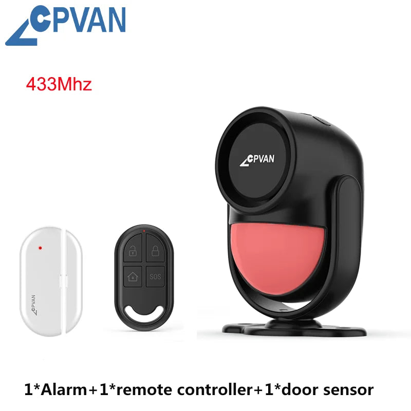 Detector de movimiento infrarrojo PIR CPVAN con Sirène 125 dB – Alarma de casa, garaje, apertura y autocaravana con teléfono y capturador de puerta 